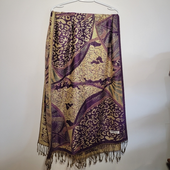 Purple & Gold pashmina - Picture 2 of 2